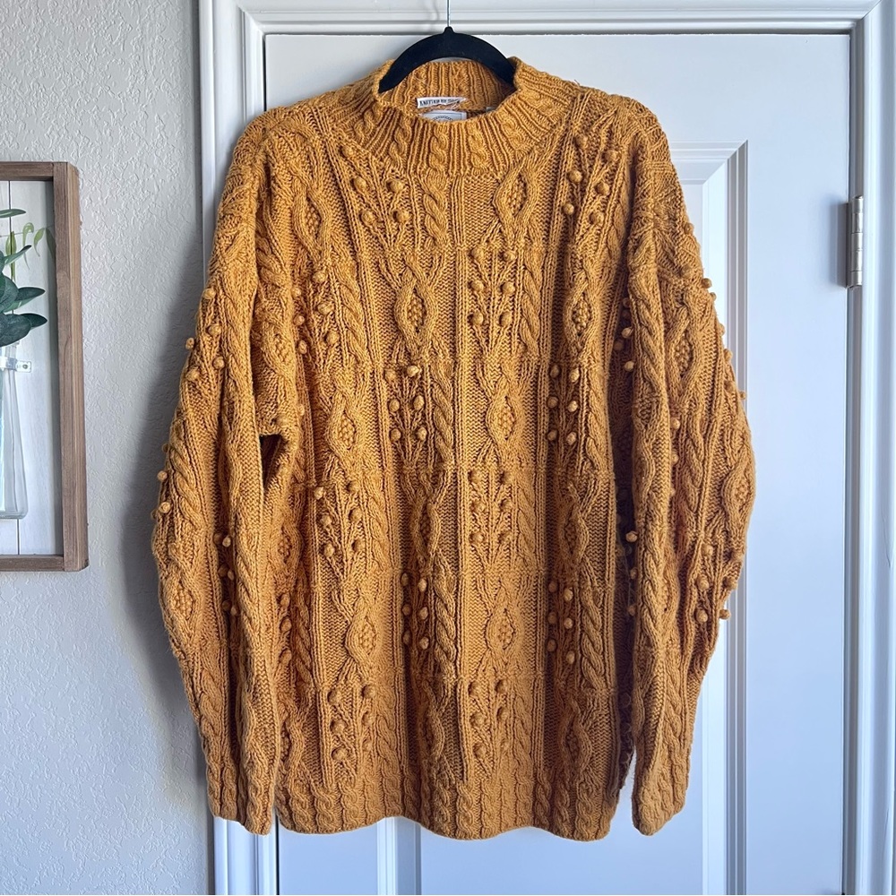 vintage cape isle knitters hand knit chunky mockneck sweater